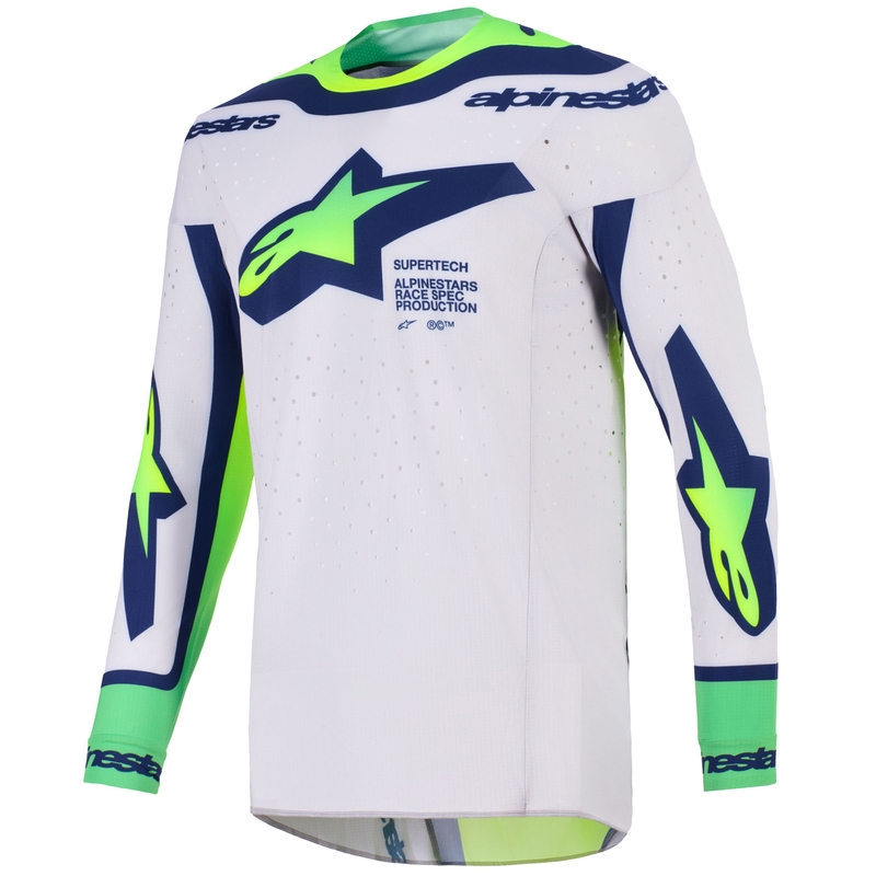 Alpinestars Supertech Vista motocross trøje lysegrå-fluo gul-grøn-blå-pink