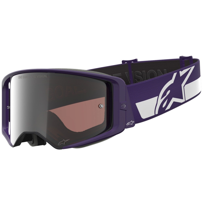 Alpinestars Supertech Vision Hunta96 XXV motocrossbriller lilla-hvid med spejl sølv plexiglas