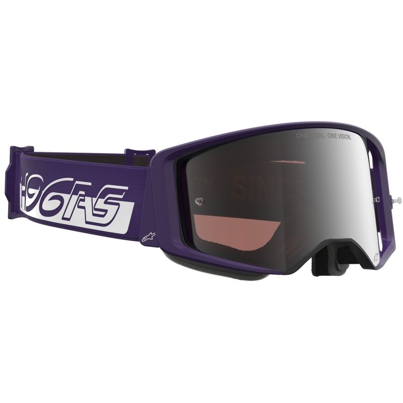 Alpinestars Supertech Vision Hunta96 XXV motocrossbriller lilla-hvid med spejl sølv plexiglas