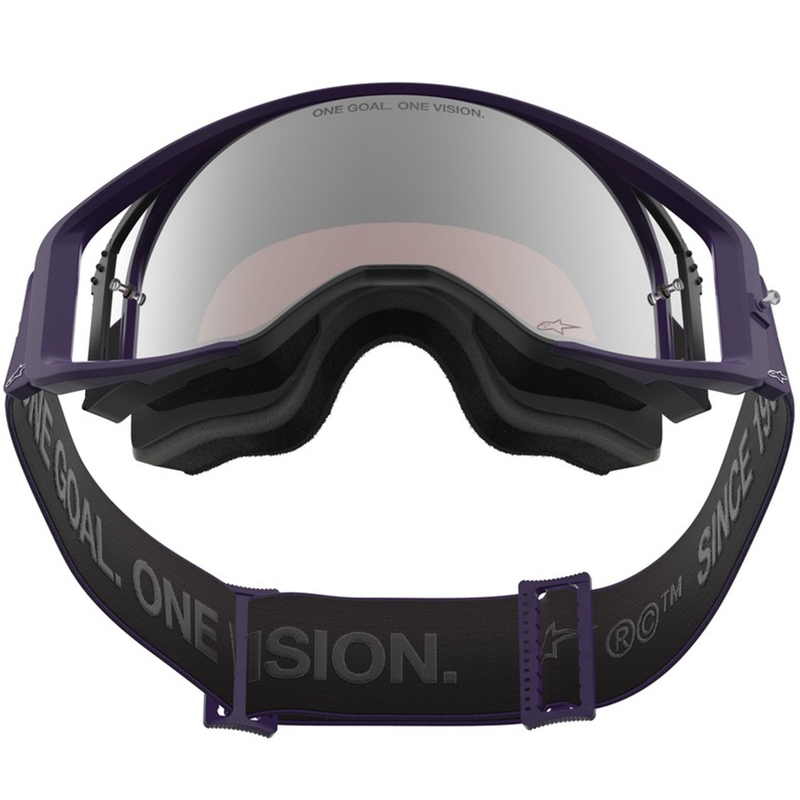 Alpinestars Supertech Vision Hunta96 XXV motocrossbriller lilla-hvid med spejl sølv plexiglas