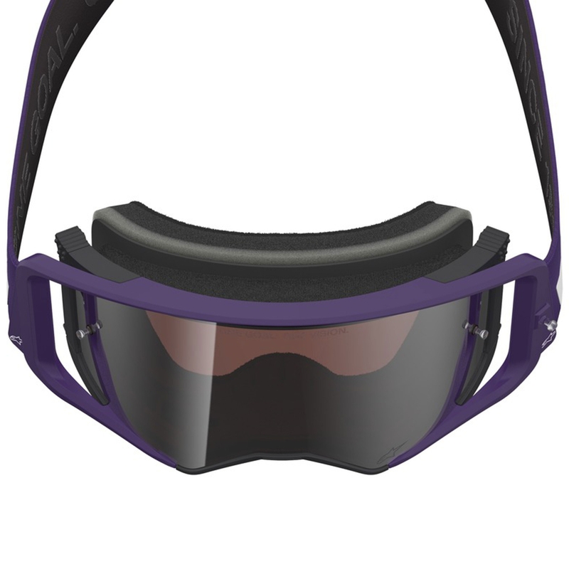 Alpinestars Supertech Vision Hunta96 XXV motocrossbriller lilla-hvid med spejl sølv plexiglas