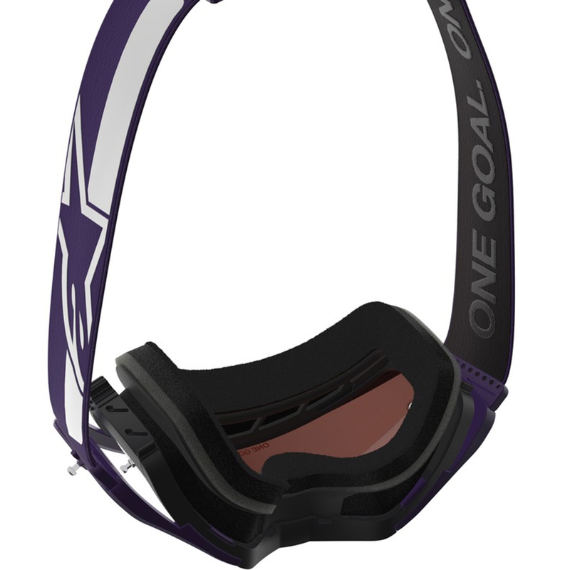 Alpinestars Supertech Vision Hunta96 XXV motocrossbriller lilla-hvid med spejl sølv plexiglas