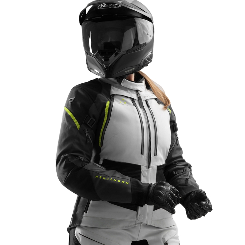 Dame motorcykeljakke Rebelhorn Hardy 3.0 sort-grå-fluo gul