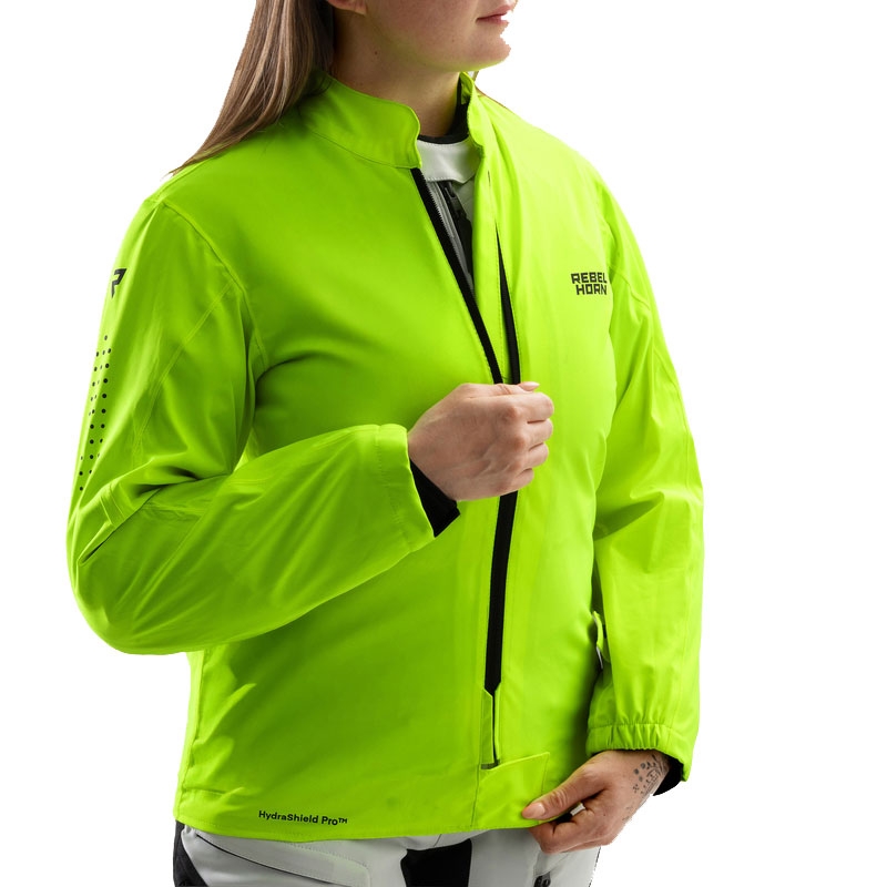 Dame motorcykeljakke Rebelhorn Hardy 3.0 sort-grå-fluo gul