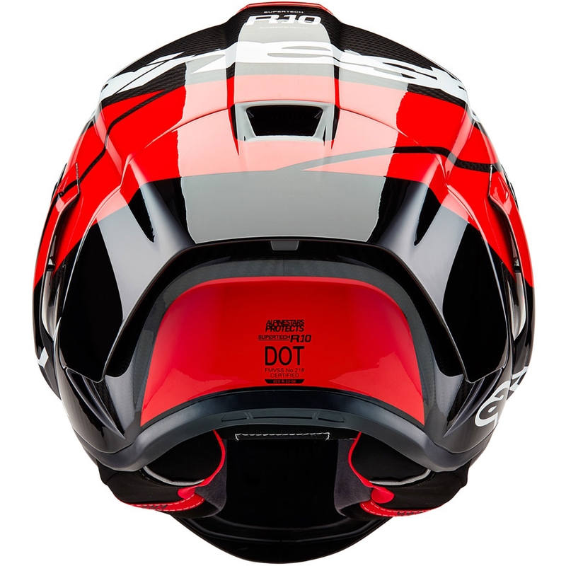 Alpinestars Supertech R-10 Element carbon fluo fullface motorcykelhjelm rød-hvid