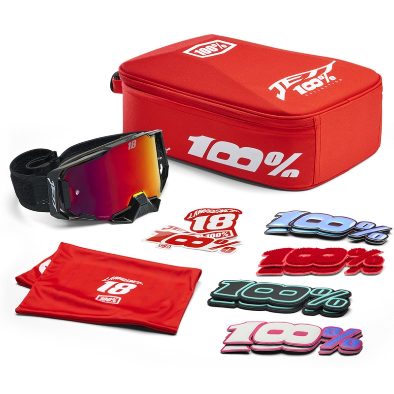 Motocross-briller 100% Armega Hiper Jett Special med rød plexiglas