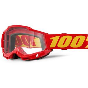 Motocross-briller 100% Accuri 2 røde med klar plexiglas