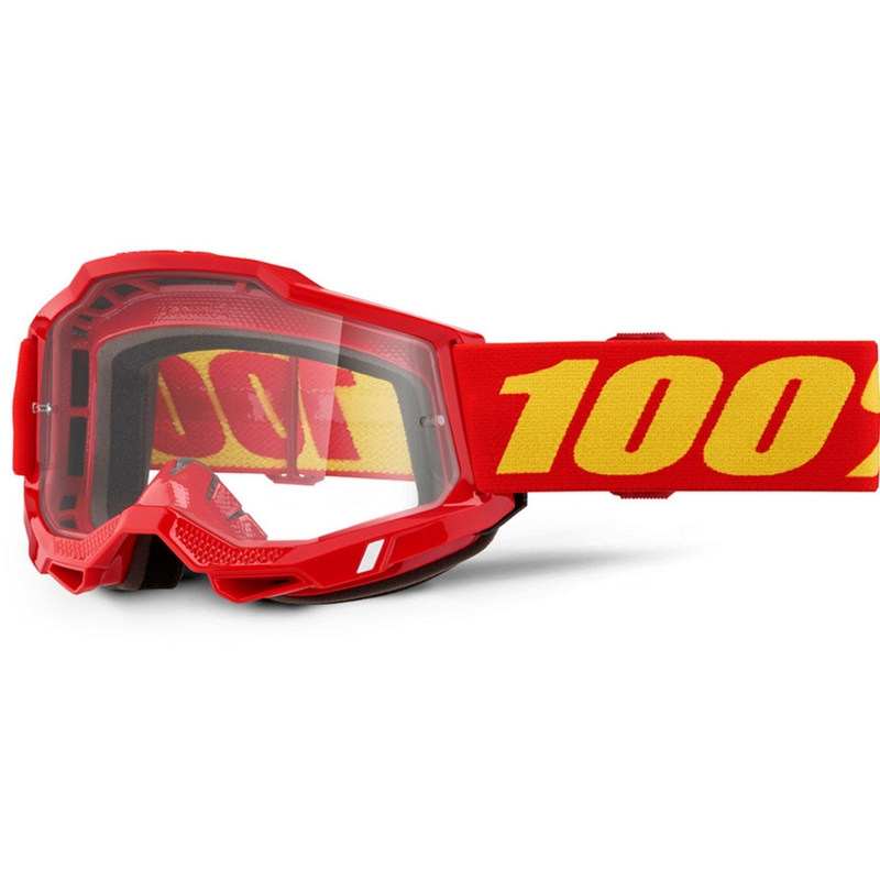 Motocross-briller 100% Accuri 2 røde med klar plexiglas