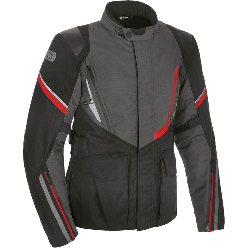 Oxford Montreal 4.0 Dry2Dry™ Motorcykeljakke Sort-Grå-Rød