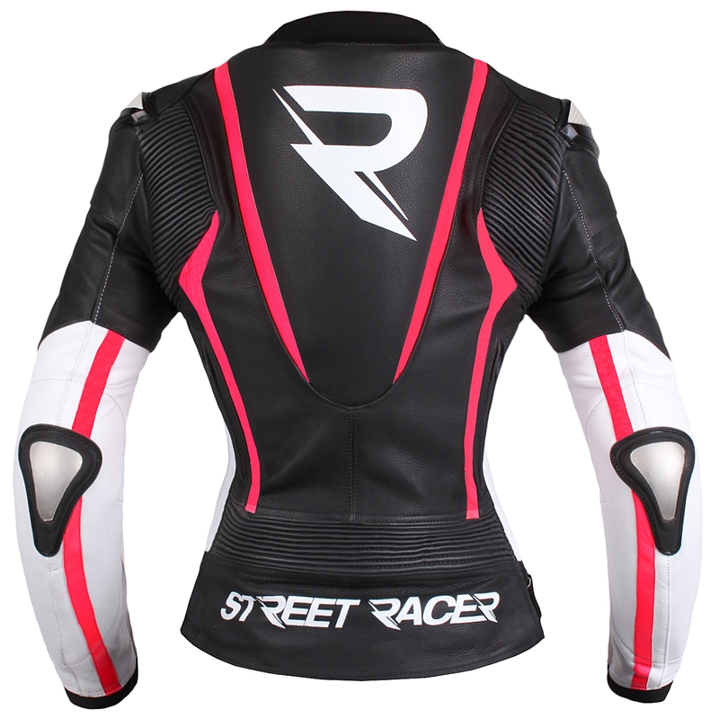 Dámská bunda na motorku Street Racer Electra černo-bílo-fluo růžová výprodej
