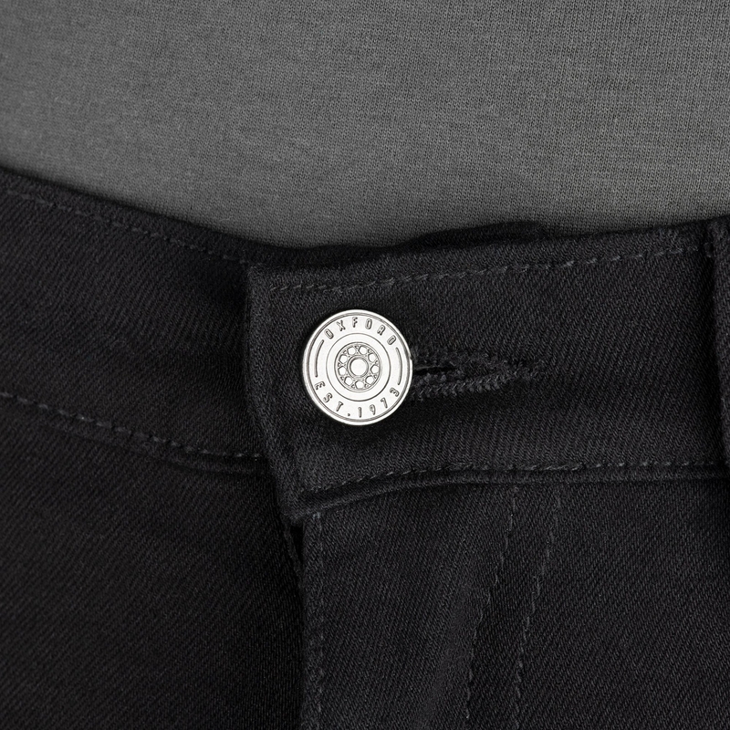 OXFORD ORIGINAL GODKENDTE SUPER STRETCH JEANS AA SLIM FIT cropped motorcykeljeans sorte
