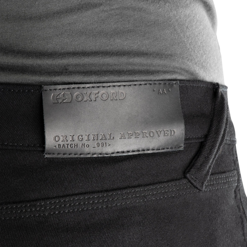 OXFORD ORIGINAL GODKENDTE SUPER STRETCH JEANS AA SLIM FIT cropped motorcykeljeans sorte