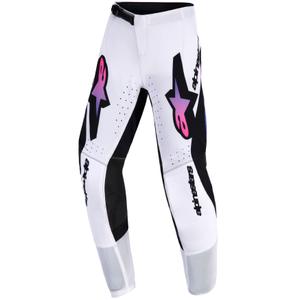 Motocrossbukser Alpinestars Supertech Vista Børn, Hvid/Lilla/Sort