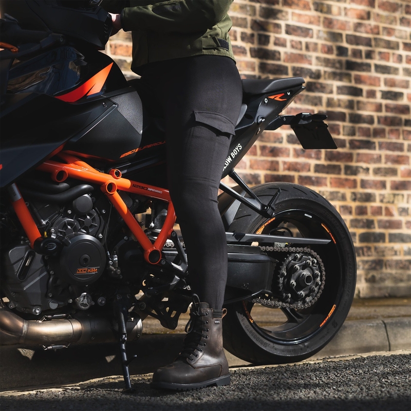 Dame motorcykelleggings med aramidforing Oxford Super Cargo sort