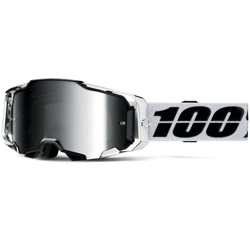 100% ARMEGA Atac motocrossbriller med sølvfarvet plexiglas