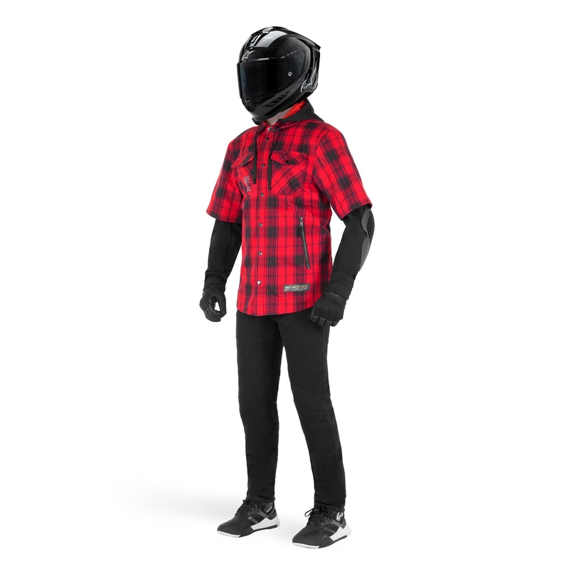 Alpinestars MO.ST.EQ Tartan motorcykelskjorte rød-sort