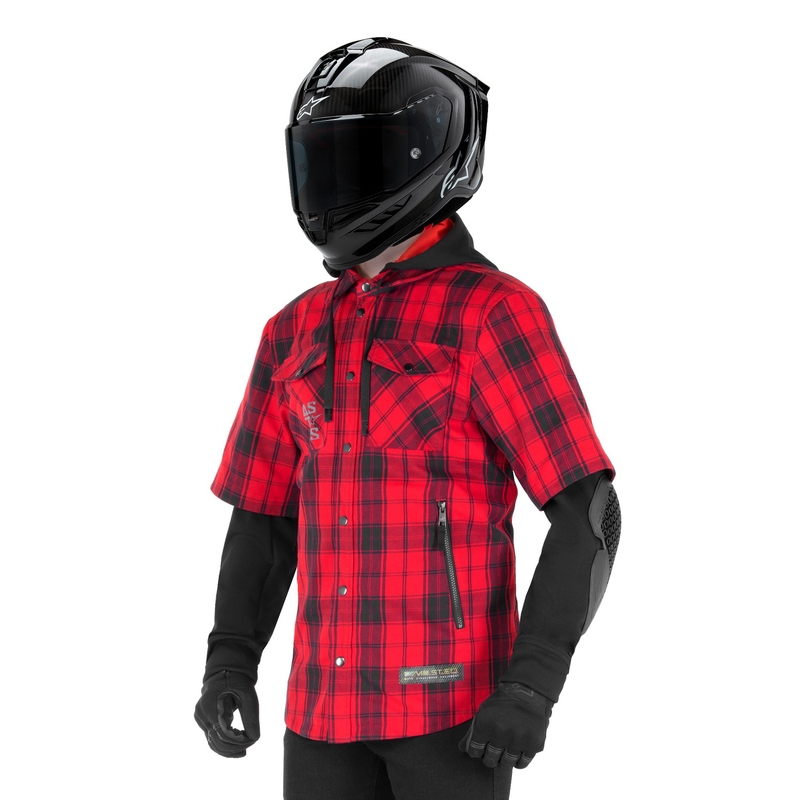 Alpinestars MO.ST.EQ Tartan motorcykelskjorte rød-sort