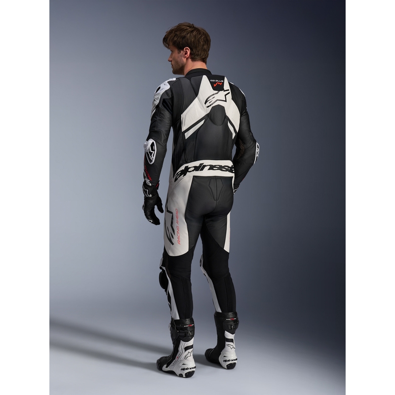 Læderdragt Alpinestars GP Plus V4 Sprint, Tech-Air kompatibel, sort-hvid-rød, fluorescerende