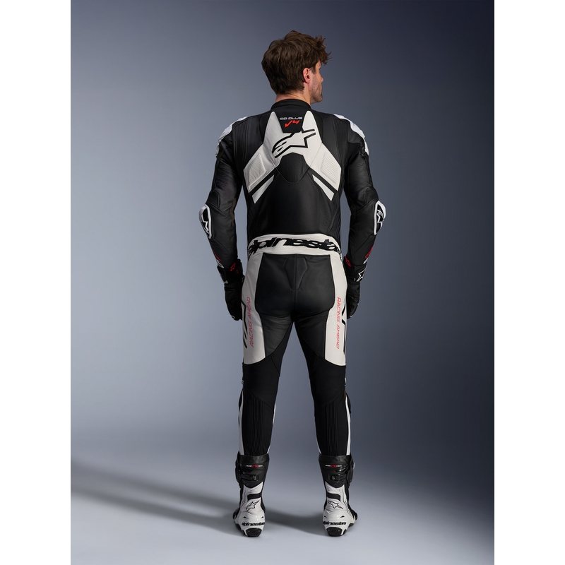 Læderdragt Alpinestars GP Plus V4 Sprint, Tech-Air kompatibel, sort-hvid-rød, fluorescerende