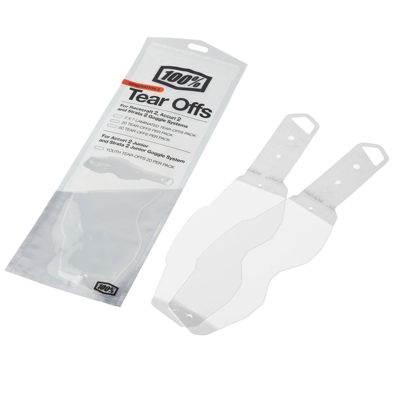 Laminerede tear-offs til crossbriller 100% RACECRAFT 2/ACCURI 2/STRATA 2