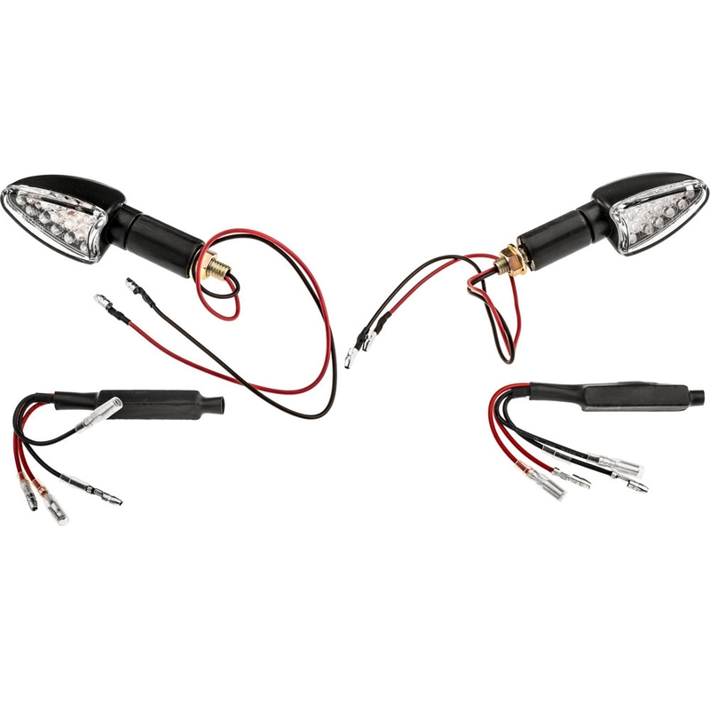 Oxford LED Arrow blinklys lange med klart glas og sort hus
