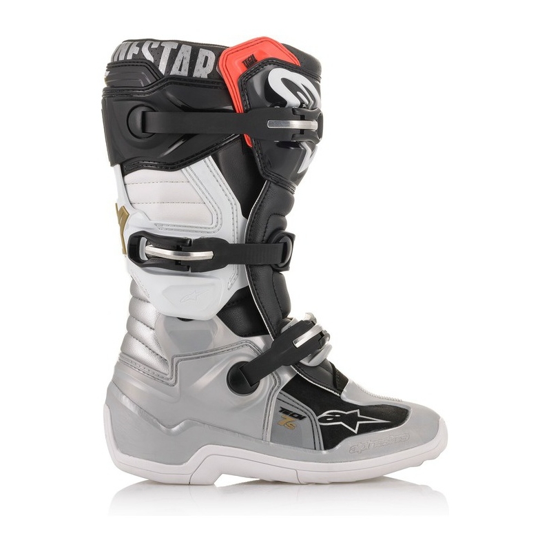 Motocrossstøvler Alpinestars TECH 7 S Børn, Sort-Sølv-Hvid-Guld