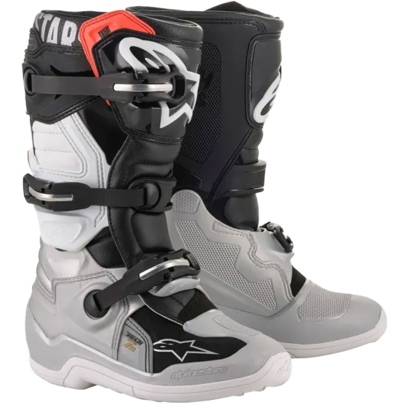 Motocrossstøvler Alpinestars TECH 7 S Børn, Sort-Sølv-Hvid-Guld