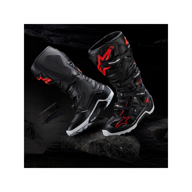 Motorcykelstøvler Motorcykelstøvler Alpinestars Tech 7 Enduro sort-rød fluo-hvid Tech 7 Enduro sort-rød fluo-hvid