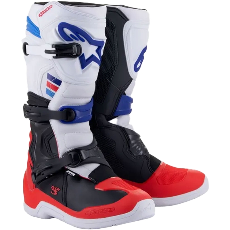 Alpinestars TECH 3 motocrossstøvler hvid-sort-blå-rød