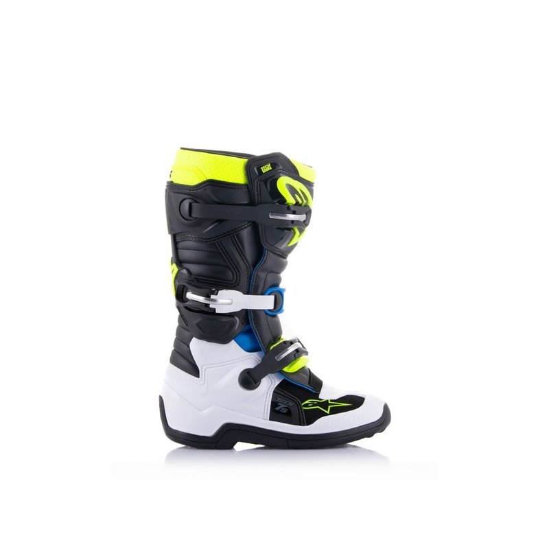 Alpinestars Tech 7 S børne motorcykelstøvler sort-hvid-fluo gul-blå