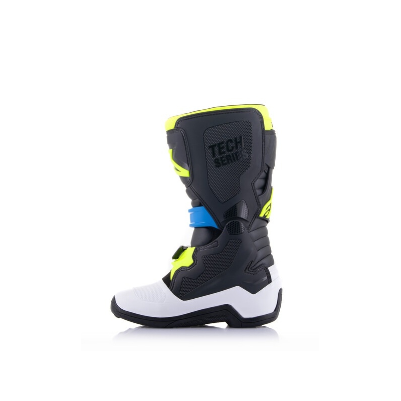 Alpinestars Tech 7 S børne motorcykelstøvler sort-hvid-fluo gul-blå