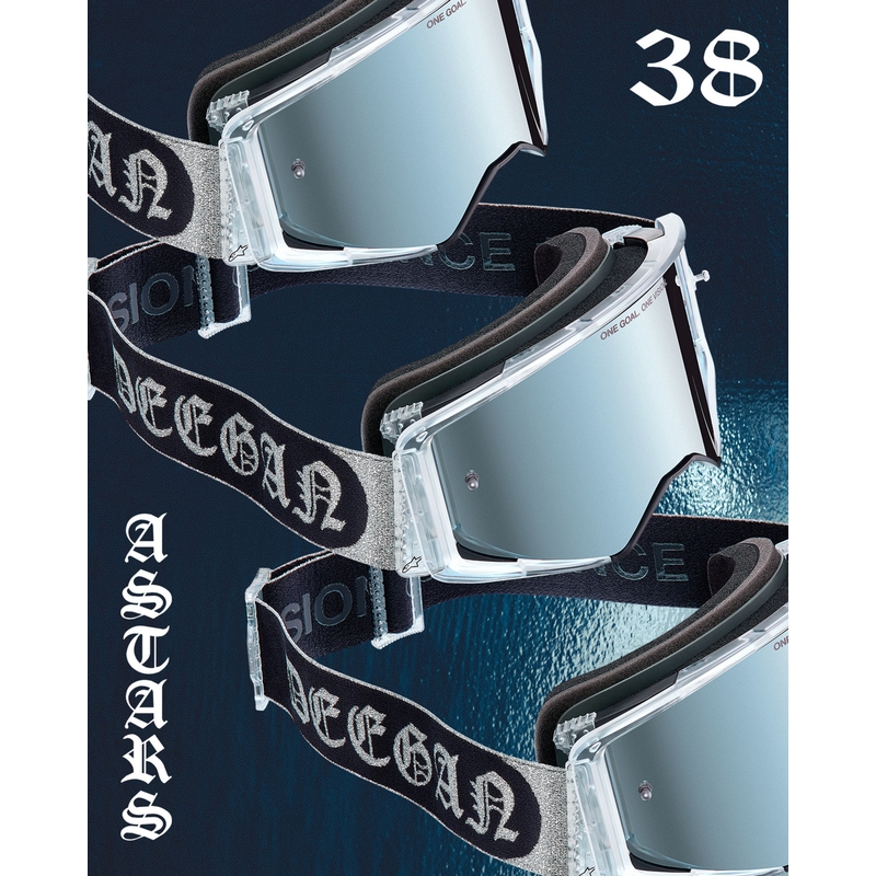 Alpinestars Supertech Vision DNGR38 XXV motocrossbriller sort-sølv med spejl sølv plexiglas