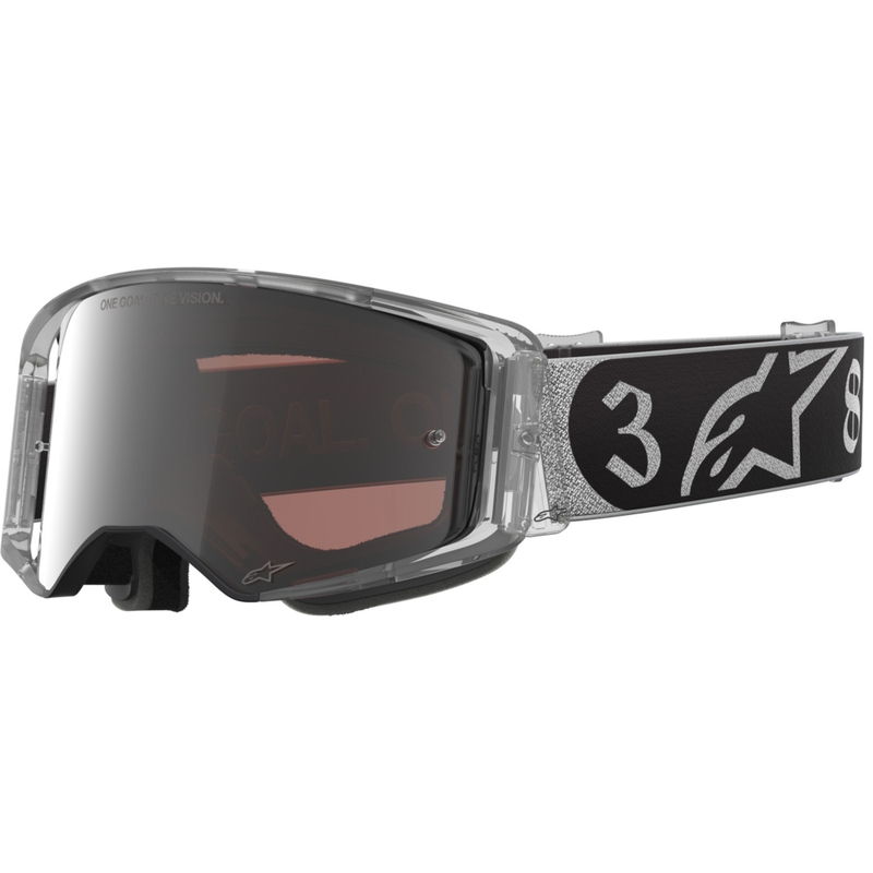 Alpinestars Supertech Vision DNGR38 XXV motocrossbriller sort-sølv med spejl sølv plexiglas