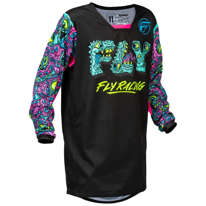 Børne motocross trøje FLY Racing KINETIC MUTANT sort-multifarvet