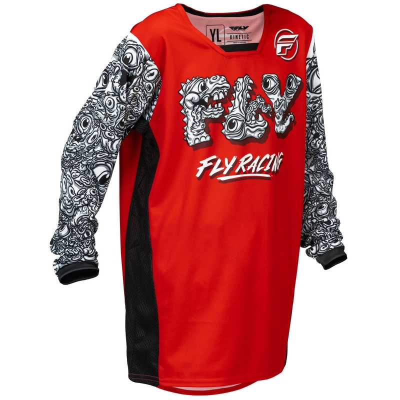 Børne motocrosstrøje FLY Racing KINETIC MUTANT rød-hvid-sort