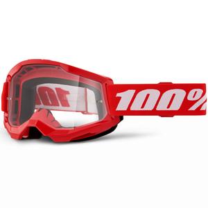 Børne motocrossbriller 100% STRATA 2 røde med klar plexiglas