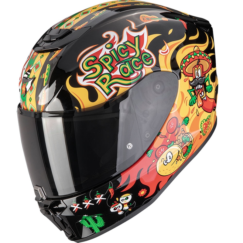 Scorpion EXO-JNR Air Yucatan børne motorcykelhjelm sort-gul-rød
