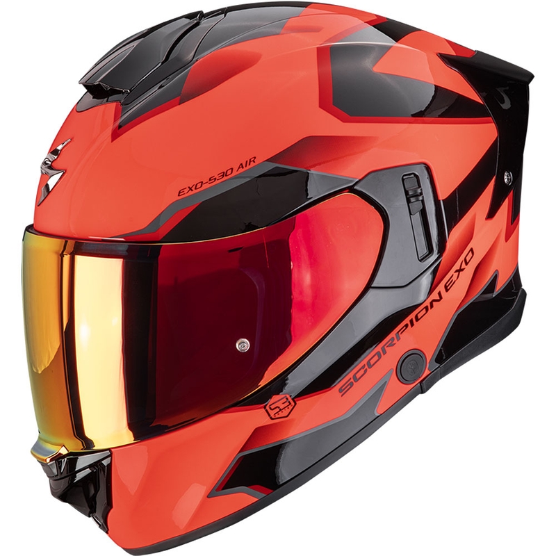 Scorpion EXO-530 Air Clip fullface motorcykelhjelm, fluo rød-sort