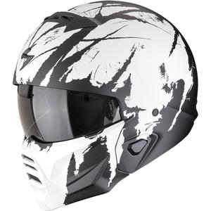 Åben hjelm med maske Scorpion EXO-COMBAT II Marauder mat sort-hvid