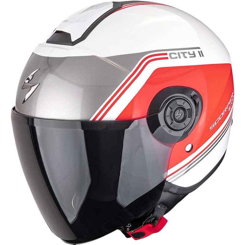 Scorpion EXO-CITY II Vita åben motorcykelhjelm hvid-rød