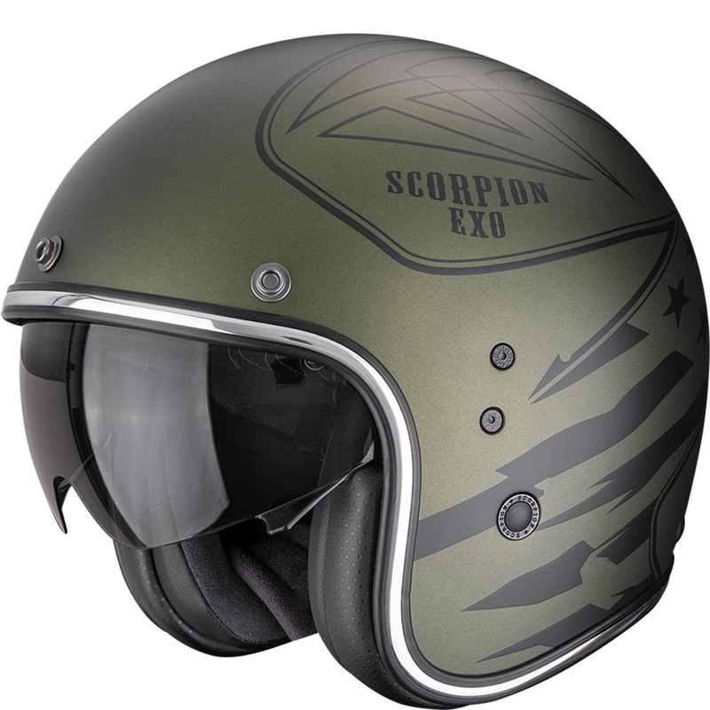Scorpion Belfast Dawg Åben Motorcykelhjelm, Matgrøn