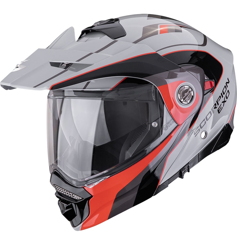 Enduro motorcykelhjelm Scorpion ADX-2 Kamps grå-rød
