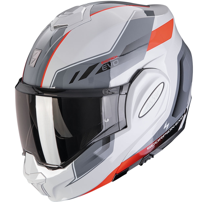Scorpion EXO-TECH EVO Socius flip-up motorcykelhjelm grå-rød