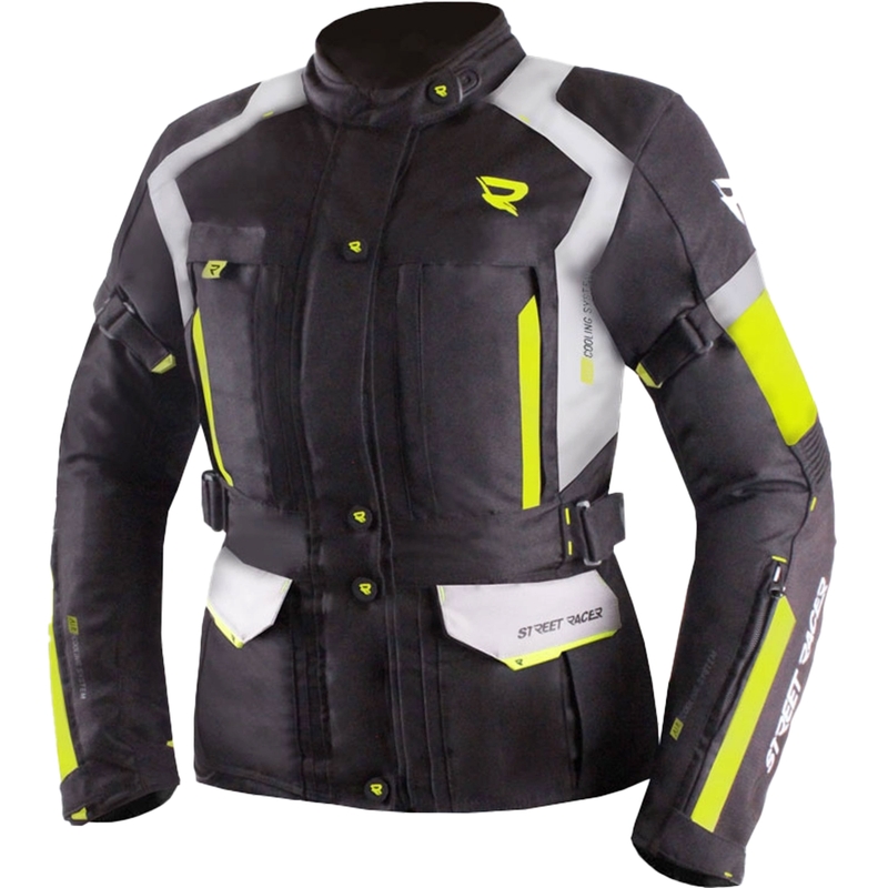 Dame motorcykeljakke Street Racer Hilax sort-grå-fluo gul