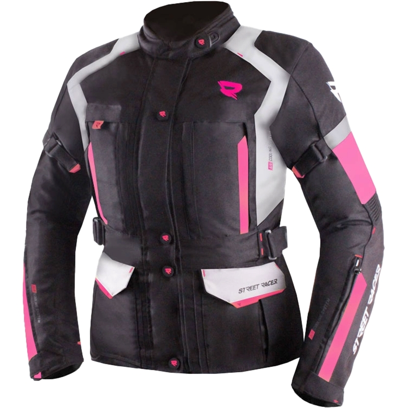 Dame motorcykeljakke Street Racer Hilax sort-grå-pink