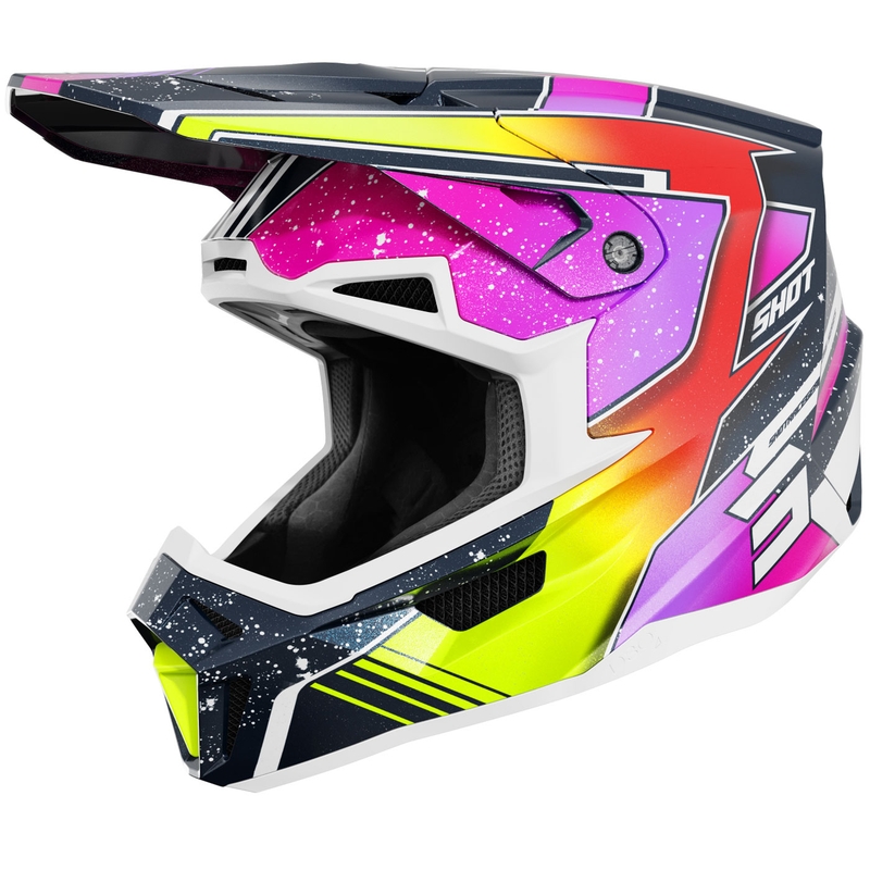 Motocross hjelm Shot Lite Racing perleblå-fluo gul