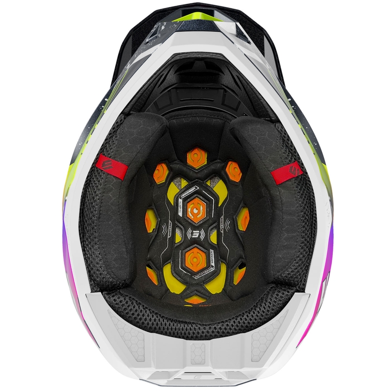 Motocross hjelm Shot Lite Racing perleblå-fluo gul