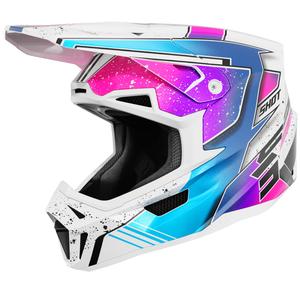 Motocross hjelm Shot Lite Racing perlehvid-pink