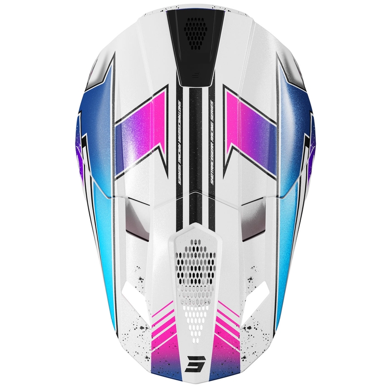 Motocross hjelm Shot Lite Racing perlehvid-pink