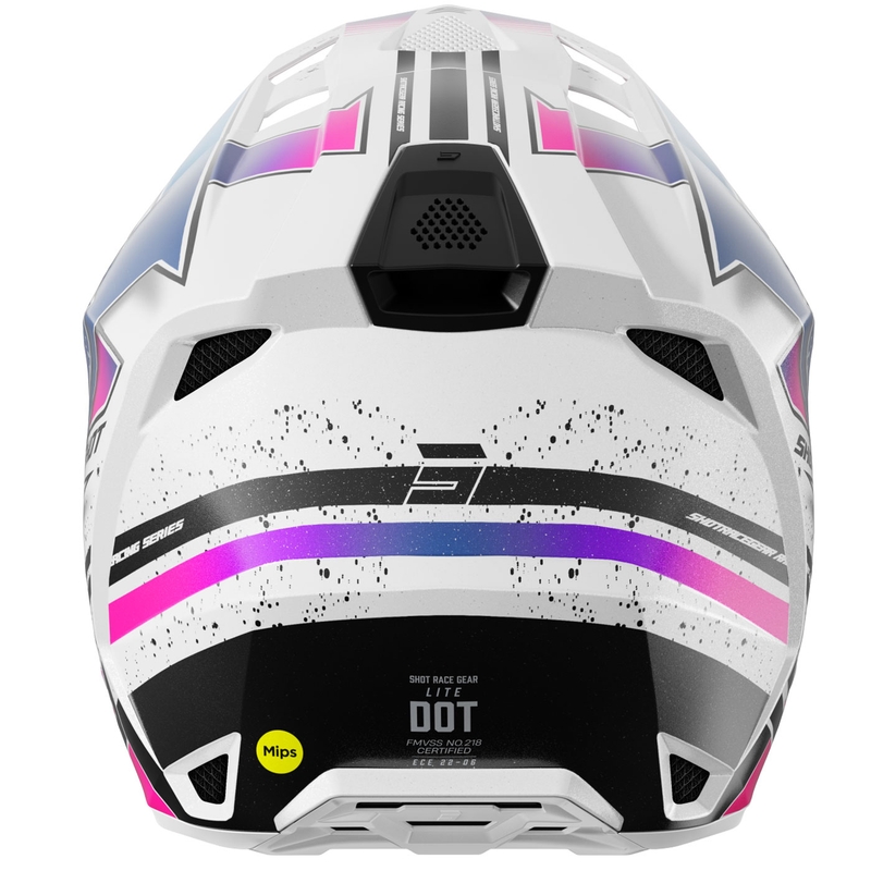 Motocross hjelm Shot Lite Racing perlehvid-pink